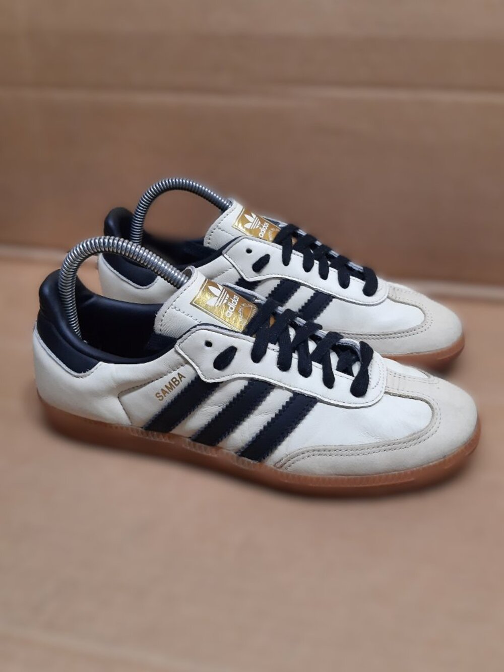 Adidas Samba ♀️ Women's 7.5 OG Cream Sand Strata Off White Black Sneakers ID0478 - Picture 10 of 16